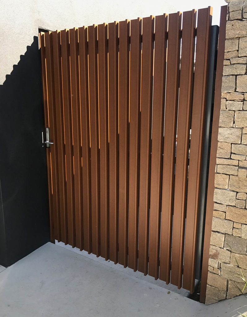 Vertical Timber Wrap Slat Gate and Mortice Lock Habitat Screens
